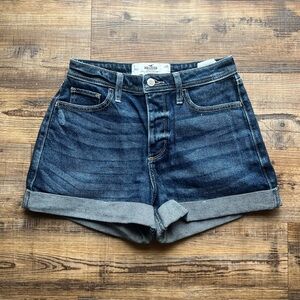 Hollister Blue Jean Shorts High-Waisted Cuffed